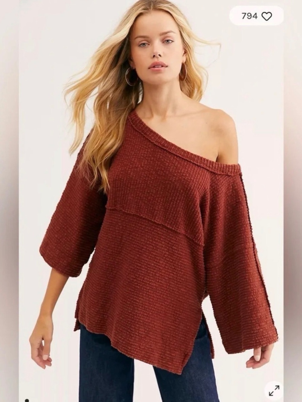 We The Free Oversized Rust Red Knit Pullover